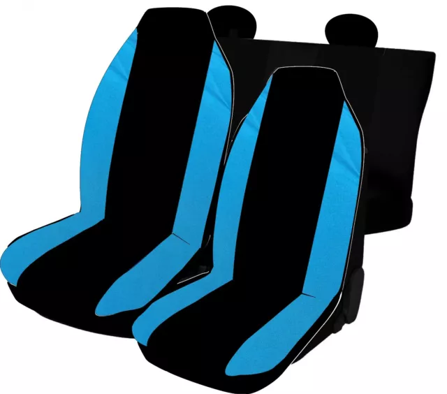 housses de siège compatibles avec Peugeot 107 en coton turquoise/noir made ita