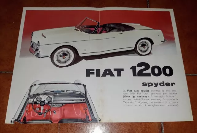 Brochure Depliant Advertisement Fiat 1200 Spyder Spider 1957 Italiano