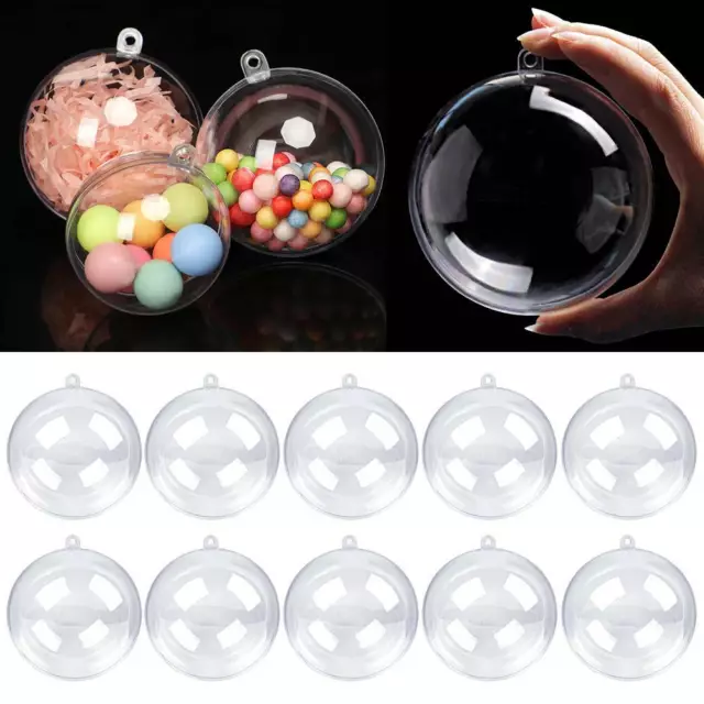 5-60Pc Clear Plastic Balls Christmas Baubles Sphere Fillable Xmas Tree Ornament. 3