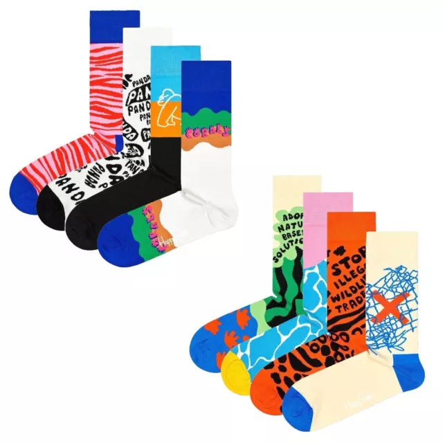 Happy Socks Unisex Calcetines, 4er Paquete - Wwf Regalo Set, Caja Regalo, Color