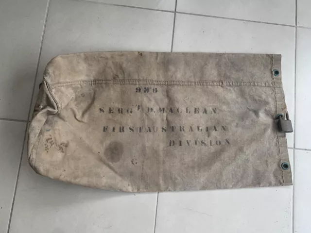 WW1 Australian Canvas Kit Bag Named To A Tasmanian WWI Australia
