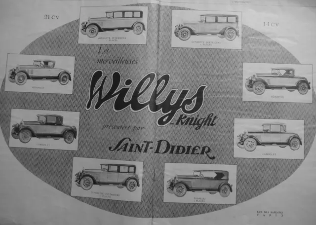 1927 Advertisement Willys-Knight Roadster Convertible Torpedo 14-21 Cvpar Saint-Didier