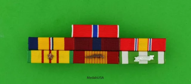 Marine Corps Bronze Star, Combat Action - Vietnam War Mounted 7 Ribbon Bar USMC
