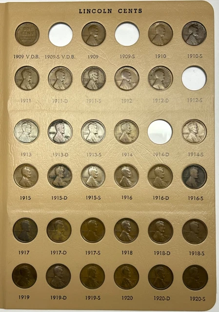 1909-2021 Lincoln Cent Penny Set Collection 279 Coins in Dansco Album Missing 6