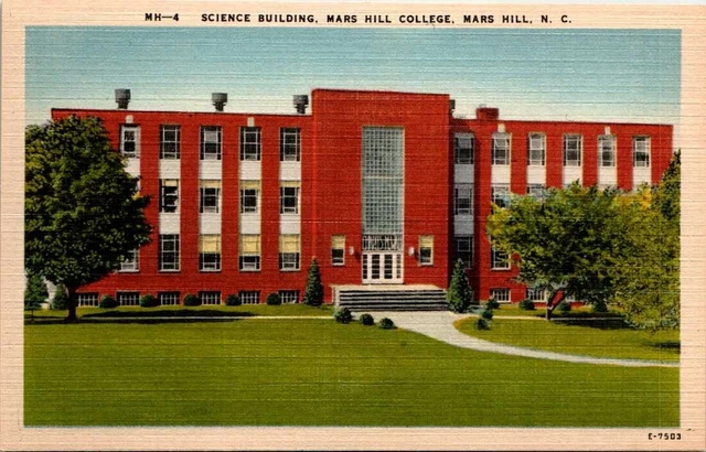 Linen Postcard Science Building Mars Hill College North Carolina NC UNP