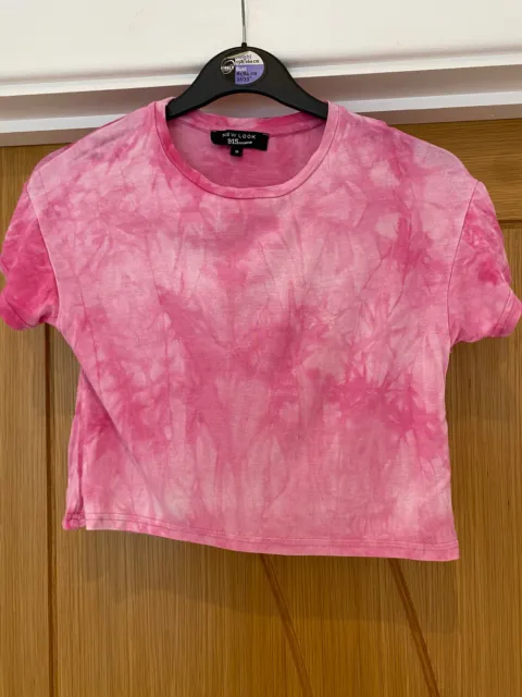 T-Shirt Bambina Top Look 915 Generazione Rosa Caldo Tinta Morbida Tagliata Età 915