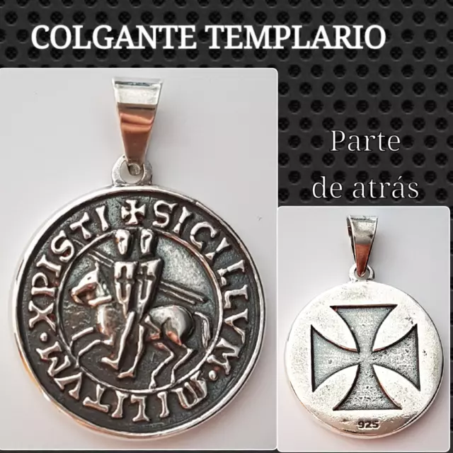 Colgante Templario Medallon Cruz Templaria Plata  Silver Templar Silver  Pendant