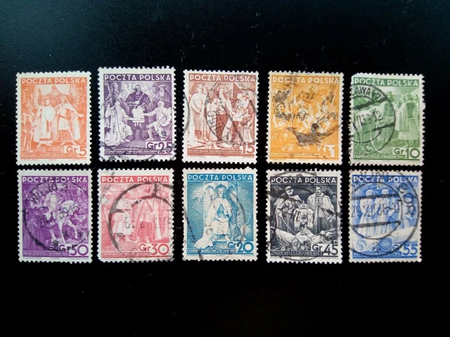 Poczta Polska Ten Post Stamps Collection Poland History ~ 1938 Genuine One New