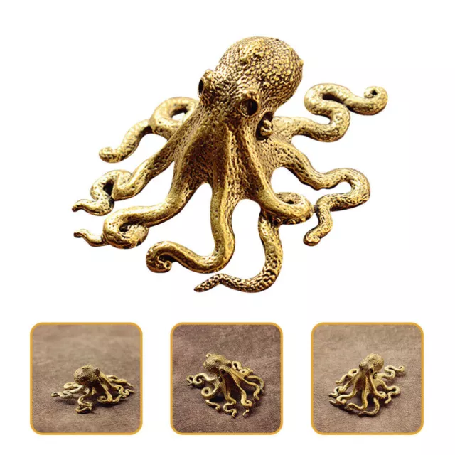 Brass Octopus Sculpture Wild Sea Life Figurine Housewarming Holiday Gift Decor