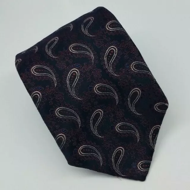 BOSS HUGO BOSS Silk Tie Purple Blue Paisley Men Necktie Italy 58 x 3.5 ...