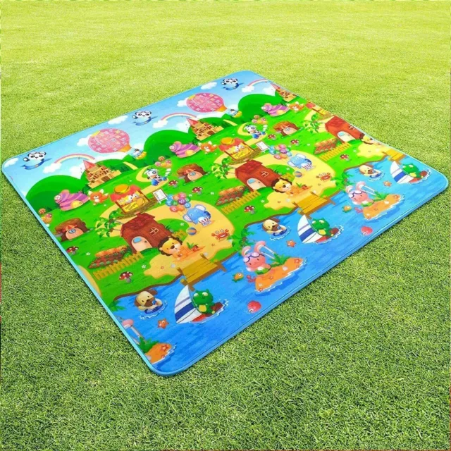 2 Side Kids Crawling Educational Game Play Mat Soft Foam Picnic Carpet 200X180Cm 3