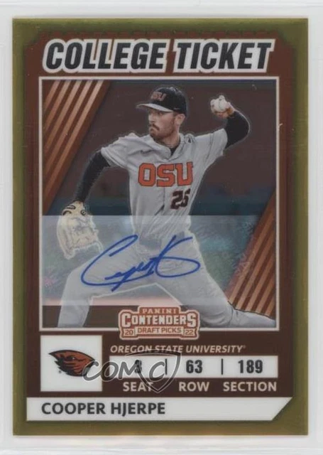 2022 Elite Extra Edition College Tickets Optic Signatures /99 Cooper Hjerpe Auto
