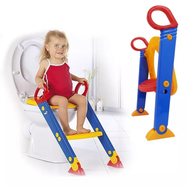 Safety Potty Training Toilet Loo Trainer Step Ladder Seat Easy Fold Children Kid