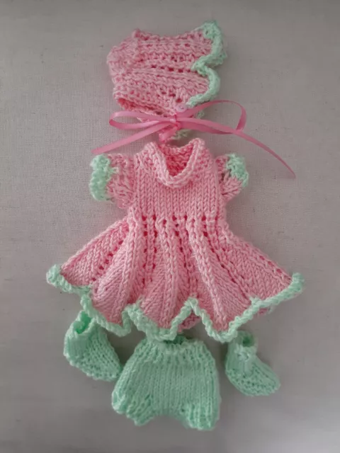 Hand Knitted Dolls Clothes For 7 Inch 17 Cm Doll.  Bamboo & Cotton