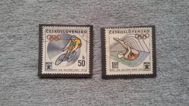 2 Stück Briefmarken Olympia 1972 gestempelt (CSSR)