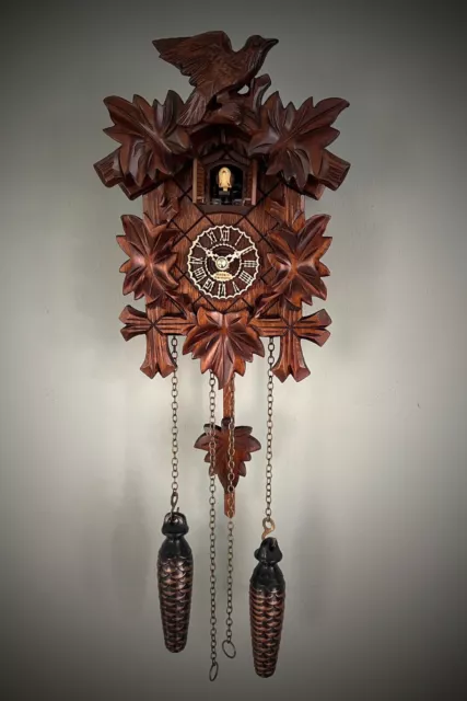 cuckoo clock black forest quartz german wood battery clock music new