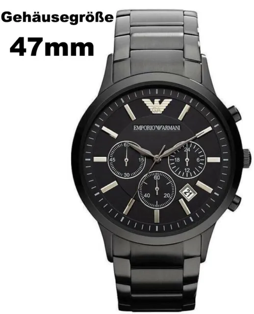 Emporio Armani AR2453 Herren Armbanduhr Chrono Schwarz Edelstahl Neu