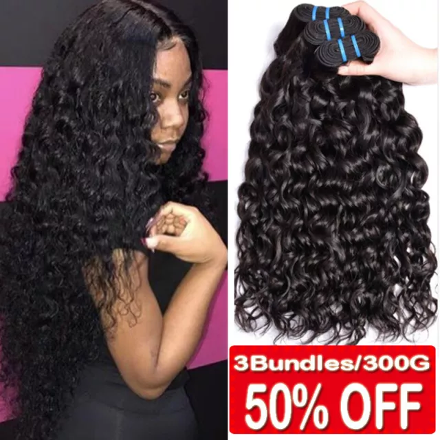 Sew In 3Bundles Brazilian Unprocessed Virgin Human Hair Weave Water Deep Wave US