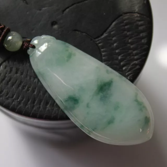 Certified Natural Grade A Untreated Green Jadeite JADE Carved Melon Pendant
