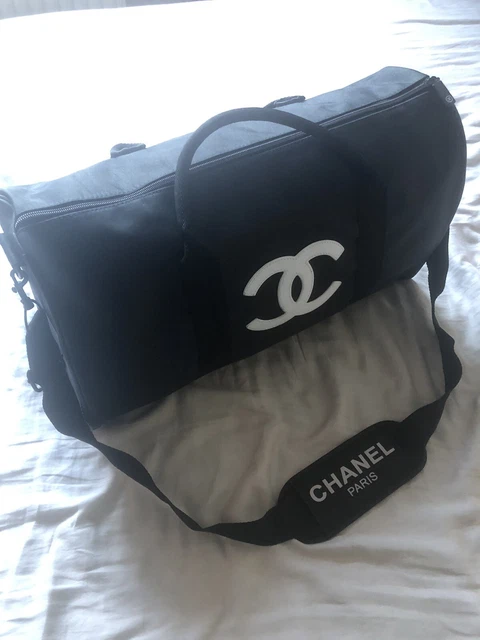 AUTHENTIC CHANEL VIP gift Duffle Bag Travel Bag Gym Bag Black CC