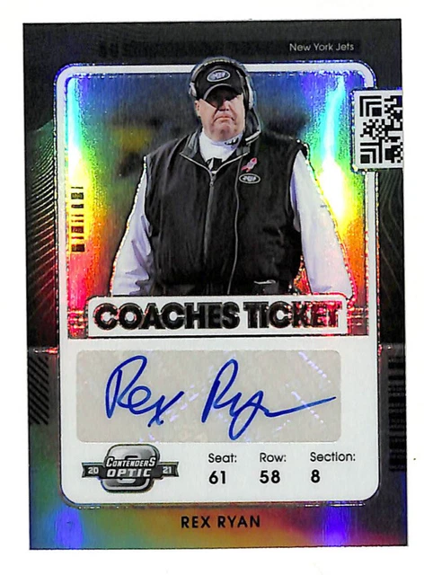 2021 Panini Contenders Optic Rex Ryan 2/50 Silver Prizm Auto Autograph Card Jets