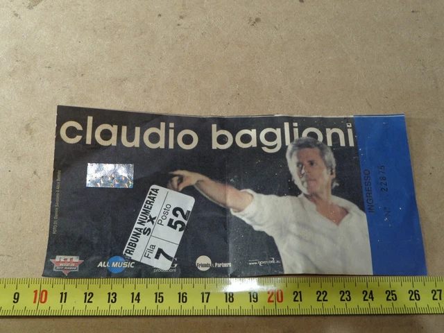 vecchio biglietto per concerto di CLAUDIO BAGLIONI foto Daniele Savaiano Alice