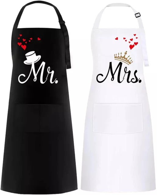 Mr & Mrs Couple Apron Set Prefect Gift for Engagement Anniversary Valentine 2Pcs