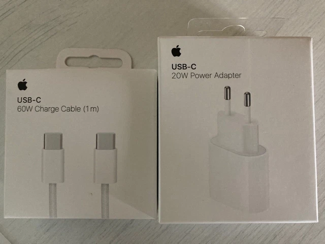 Prise chargeur adaptateur 20W et câble USB-C 60W Apple iPhone 15 , pro , plus
