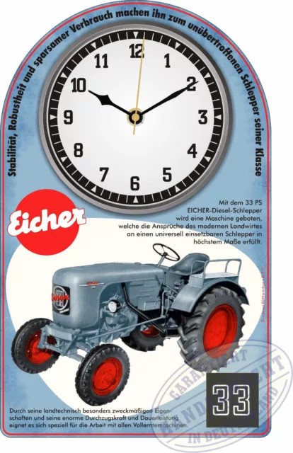 Eicher ED 210 Oldtimer Schlepper Retro Wanduhr Geschenk Traktor Deko