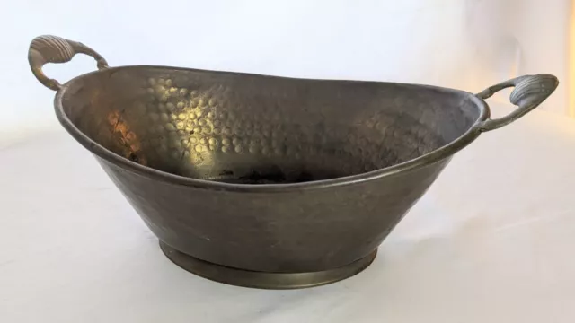 Oblong Hammered Brass Jardiniere Planter Bowl With Handles Made In India