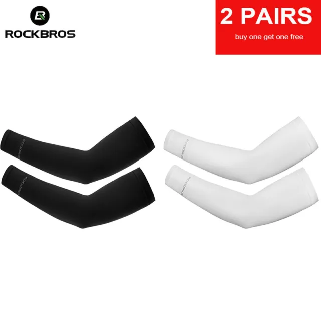 ROCKBROS 2 Pairs Cooling Arm Sleeves Sun UV Protection Covers Outdoor Cycling