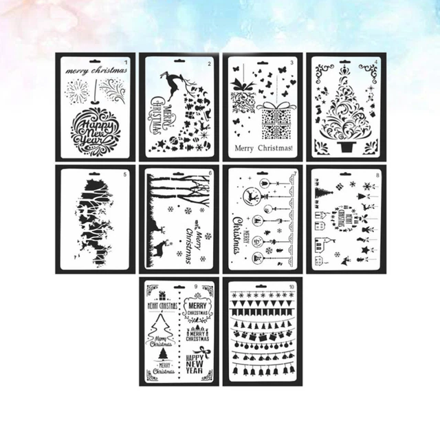 10 Pcs Weihnachtsschablonen Vorlage Weihnachts-Malvorlage Aushöhlen