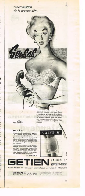 PUBLICITE ADVERTISING 0314   1959  GETIEN  soutien gorge SENSAS   gaine