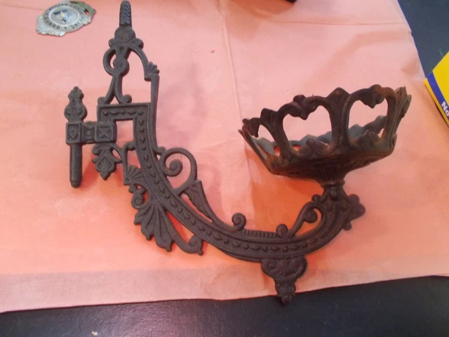 Vintage Cast Iron Victorian Wall Sconce Swing Arm oil Candle Holder