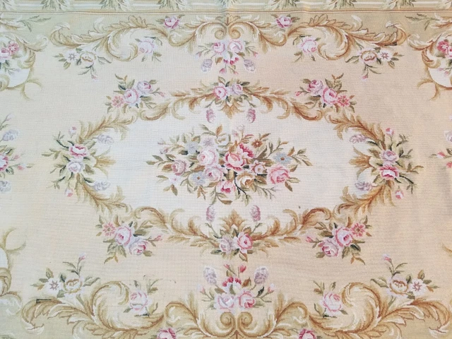 Vintage 5' x 8' French Aubusson Needlepoint Hand Tied Floral Rug Vintage 5' x 8' French Aubusson Needlepoint Hand Tied Floral Rug