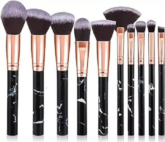 Makeup Brushes 10Pcs Marble Makeup Brush Set Foundation Powder Blush Blending