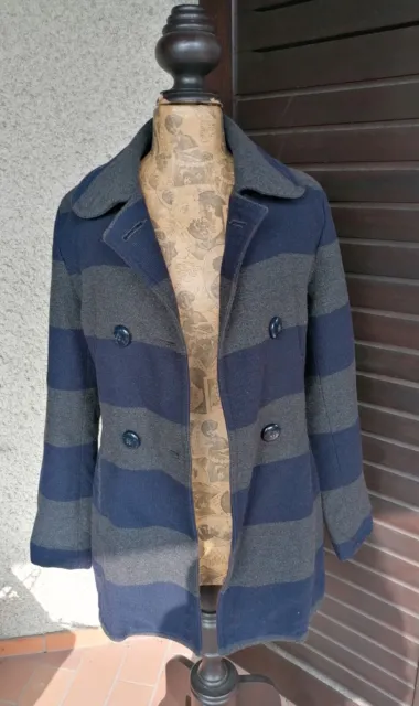 manteau  veste, rayé gris/bleu, L
