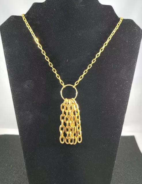 K. Amato Gold Tone Necklace With Chain Tassel Pendant