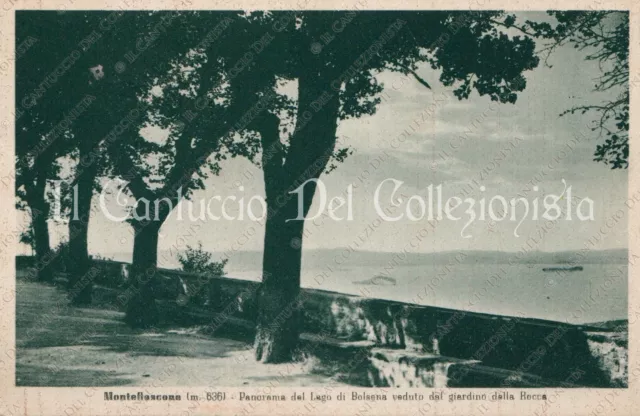 1943 MONTEFIASCONE Panorama Lago Bolsena dal giardino Rocca Viterbo cartolina