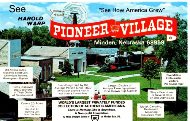 Postcard Harold Warp Pioneer Village, Minden Nebraska, Advertising, Antiques