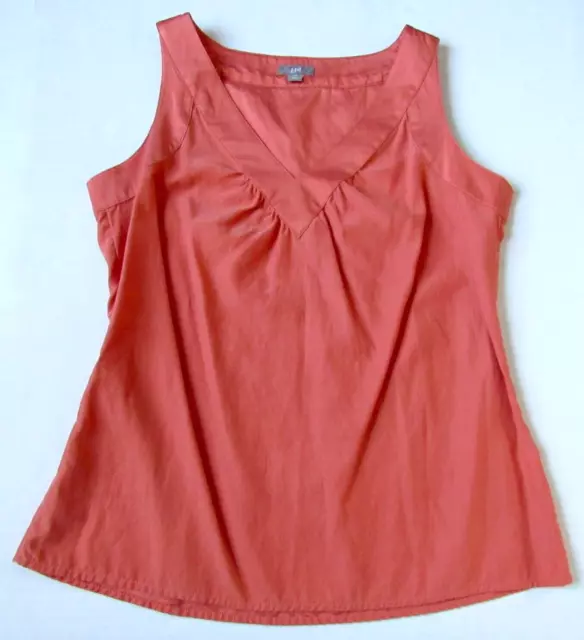 J Jill Coral Orange Peach Silk Cotton Sleeveless Top Shirt V Neck Blouse XS