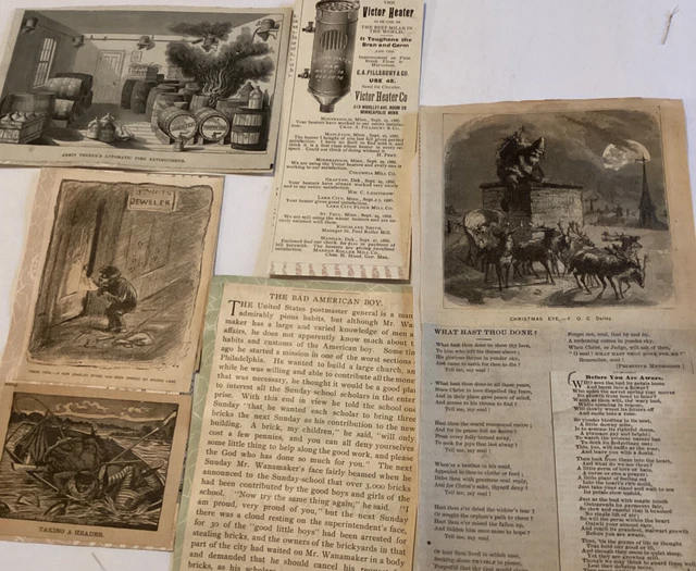 Antique Victorian Scrapbook 5pc Santa Claus Victor Heater Wannamaker Jewel Thief