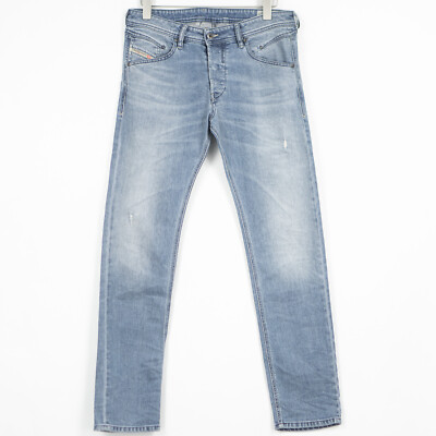 Diesel RRP220 Diesel Jeans Belther 0839K 01 Fuselé Coton Bleu Usé 