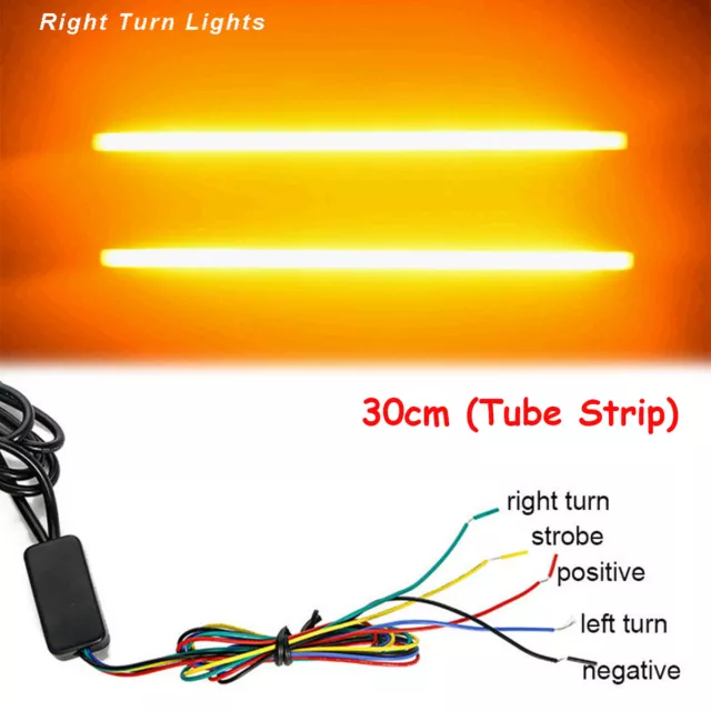 12V Dual Color White/Amber Switchback Function LED Tube Strip Turn Signal Light