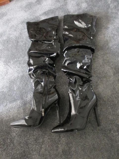 11CM WOMENS ZIP Thigh High Over Knee Boots Pointy Toe Stiletto High ...