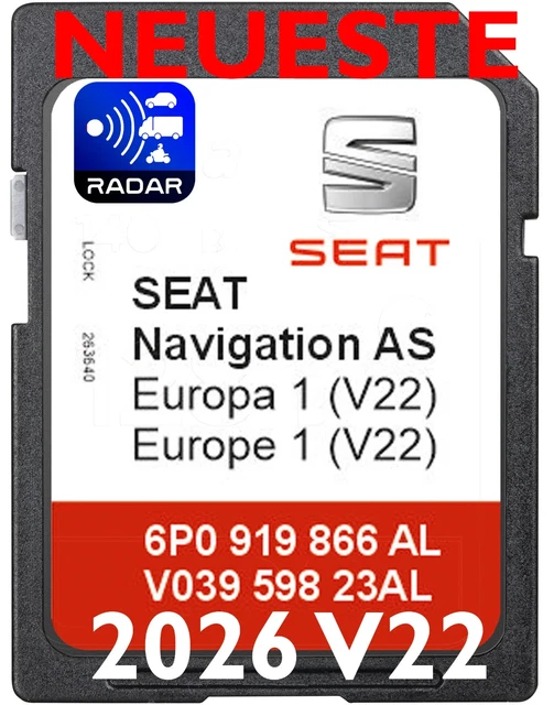 Card For SEAT Navigations-SD-Karte 2026 V22 – Für MIB2 GEN2 AS