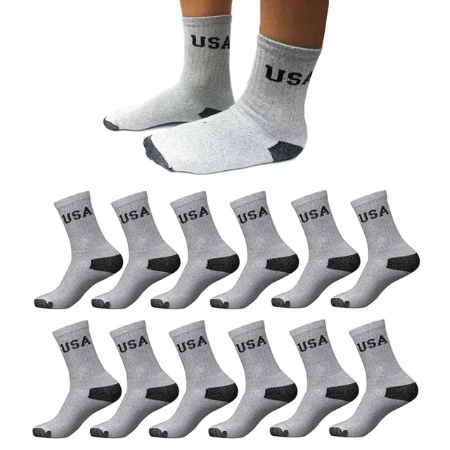 12 Paires Hommes USA Chaussettes Crew SPORTS Matelassé Course Coton Taille 9-11