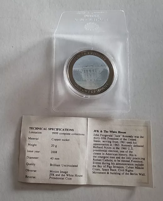 John F. Kennedy & The White House Motion Image Colorized Commemorative Coin