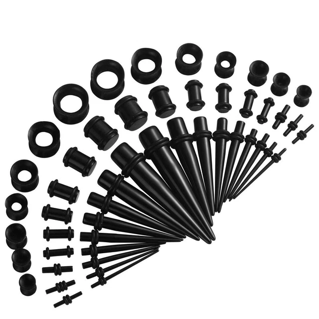 Acrylic Ear Stretching Kit Tapers Plugs Silicone Tunnels Gauges Expander 14G-00G