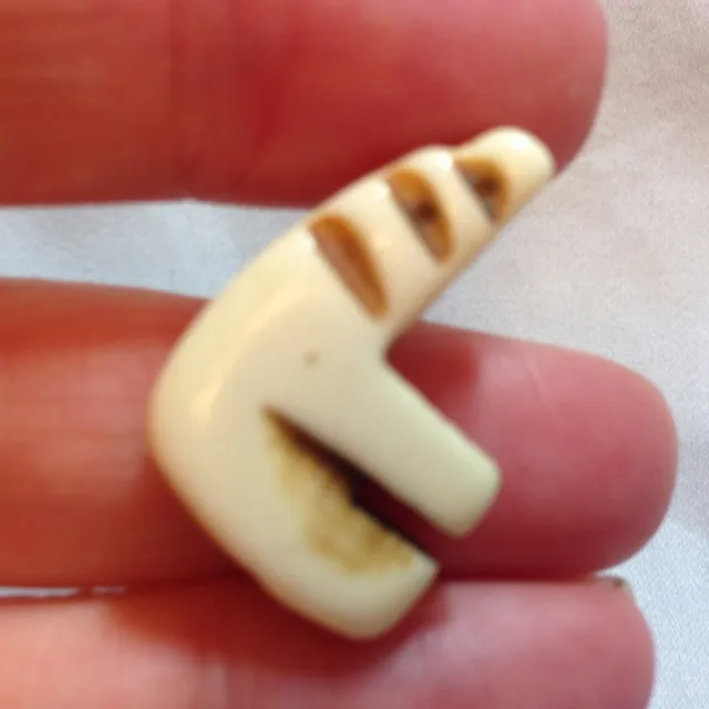 Antiqued Bear Hand Carved Bovine Bone Bead, Approximately 24mm x 17mm, Two (2)